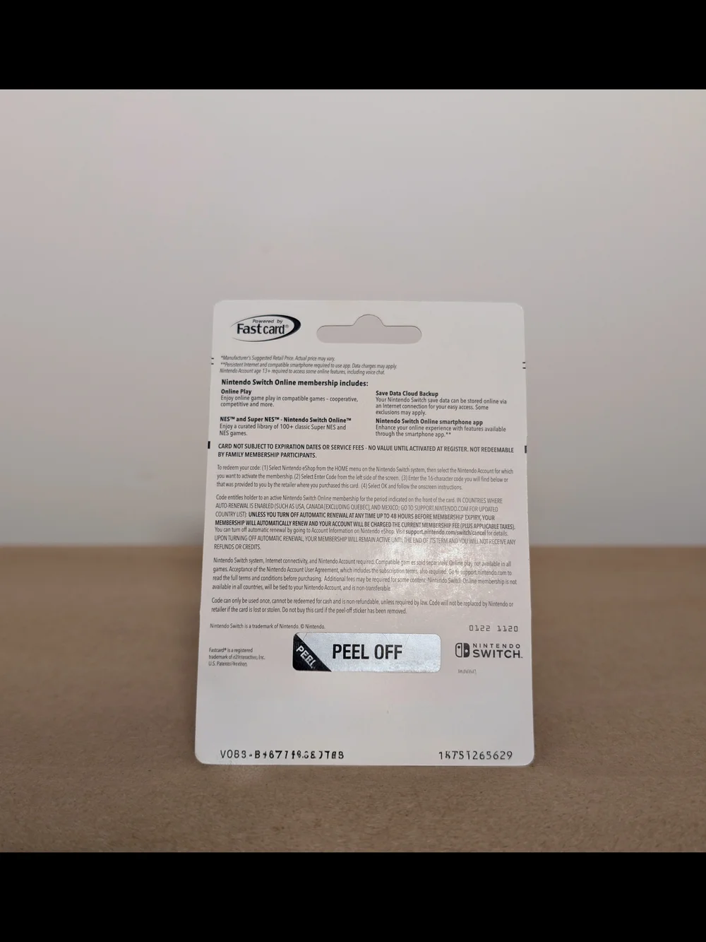 Nintendo Switch Online 12 Month Membership Card